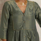 trueBrowns Green Tissue A-line Kurta Set | Swadesiicart
