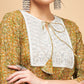InWeave Women's Olive Ajrakh Print Cotton Patch Work Straight Kurta Pant Set - Swadesiicart