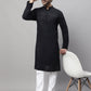 Even Apparels Black Pure Cotton Kurta With Band Collar | Swadesiicart