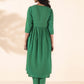 trueBrowns Green Cotton Long Kurta Pant Set | Swadesiicart