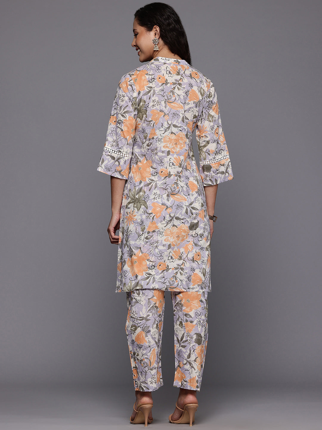 Varanga Women Purple Floral Printed Co-Ord Set - Swadesiicart