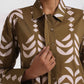 trueBrowns Olive Green Cotton Stripe Print Shirt Kurta Set | Swadesiicart