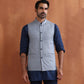 trueBrowns Men's Blue Chanderi Reversible Nehru Jacket | Swadesiicart
