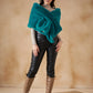 InWeave Women's Cyan Blue Long Faux Fur Cape - Swadesiicart