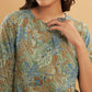 InWeave Women's Dull Green Leaf Floral Print Top - Swadesiicart