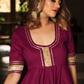 Pomcha Jaipur Burgundy Pure Cotton Anarkali Set | Swadesiicart