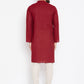 Even Apparels Maroon Pure Cotton Kurta With Band Collar | Swadesiicart