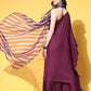 InWeave Women's Wine Mirror Work One Shoulder Kurta Set With Dupatta - Swadesiicart