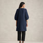 trueBrowns Blue Cotton Blend Short Kurta | Swadesiicart