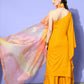 InWeave Women's Mustard Mirror Work One Shoulder Kurta Set With Dupatta - Swadesiicart