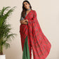 trueBrowns Red Muslin Ikat Saree | Swadesiicart