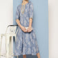 Ahalyaa Floral Printed Midi A-Line Ethnic Dress | Swadesiicart