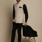 Even Apparels Men's Cream Mandarin Collar Waistcoat | Swadesiicart