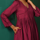 trueBrowns Maroon Silk Angrakha Kurta Pant Set | Swadesiicart