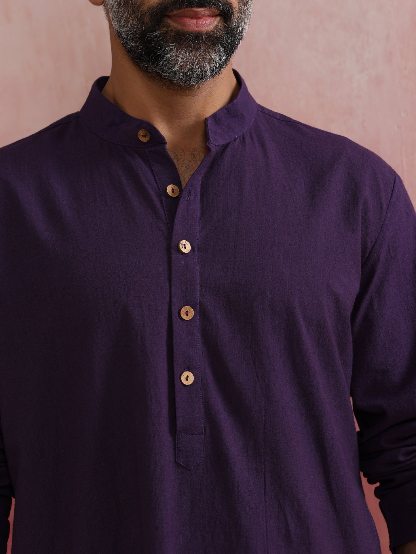 trueBrowns Men's Purple Mandarin Collar Kurta | Swadesiicart