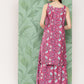 InWeave Women's Magenta Camelia Print Crepe Kurta Set - Swadesiicart