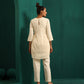 trueBrowns Ivory Tonal Cotton Side Gathers Co-ord Set - Swadesiicart