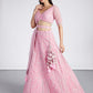 House of Panchhi Pink Net Sequins, Zarkan And Thread Embroidery Lehenga Choli & Dupatta | Swadesiicart