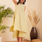 InWeave Women's Light Yellow Lurex Kantha Mandarin Neck Kurta Palazzo Set - Swadesiicart
