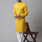 Even Apparels Yellow Pure Cotton Kurta With Band Collar | Swadesiicart