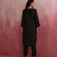 trueBrowns Black V Neck Kurta Co-ord Set - Swadesiicart