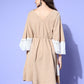 InWeave Women's Beige Lacy Short Dress - Swadesiicart