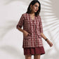 trueBrowns Brown Cotton Print Jacket Top & Short Co-ord Set - Swadesiicart