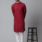Even Apparels Maroon Pure Cotton Kurta With Band Collar | Swadesiicart
