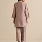 trueBrowns Grey Silk Texture Relaxed Co-Ord Set - Swadesiicart