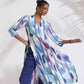 trueBrowns Blue Ikat Print Muslin Kurta Set | Swadesiicart