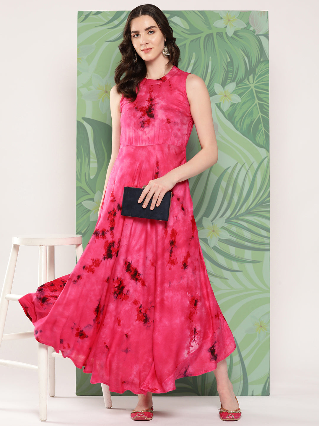 InWeave Women's Magenta Tie And Die Dress - Swadesiicart