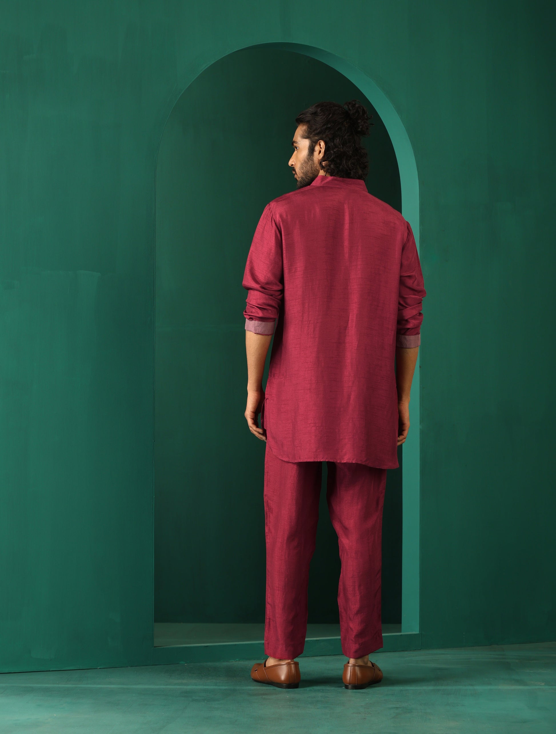 trueBrowns Men's Purple Silk Co-ord Set - Swadesiicart