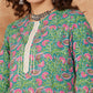 InWeave Women's Sea Green Pink Lace Gota Work Straight Kurta - Swadesiicart
