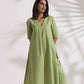 trueBrowns Green Slub Kurta Set | Swadesiicart