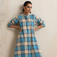 trueBrowns Beige Check Flared Winter Dress | Swadesiicart