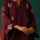 trueBrowns Wine Geometric Viscose Silk Kaftan Kurta Pant Set | Swadesiicart