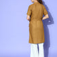 InWeave Women's Camel Brown Cream Pant Coord Set With Mauve Crop Top - Swadesiicart