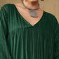 InWeave Women's Pine Green Lurex Flared V Neck Kurta Palazzo Set - Swadesiicart