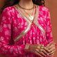 trueBrowns Red Print Flared Anarkali Kurta Set | Swadesiicart