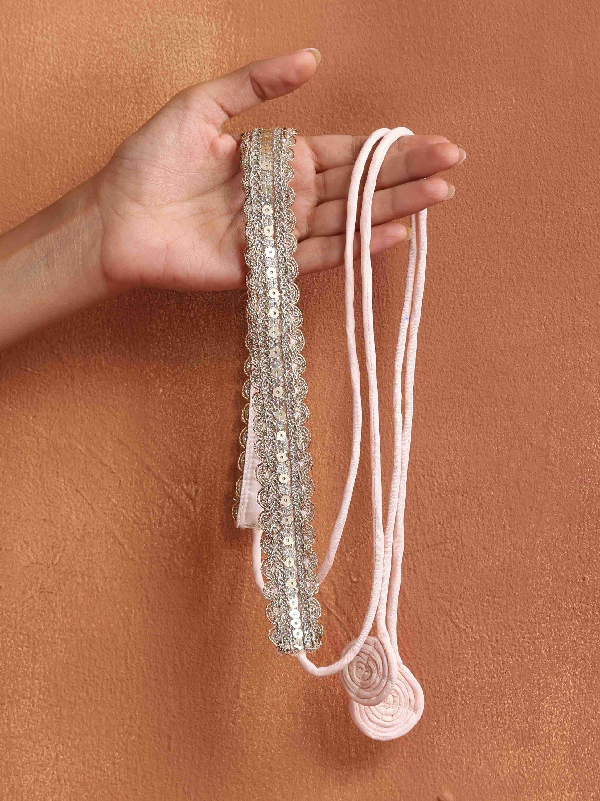 trueBrowns Light Gold Embellished Belt | Swadesiicart