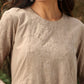 trueBrowns Khaki Cotton Embroidered Co-ord Set - Swadesiicart