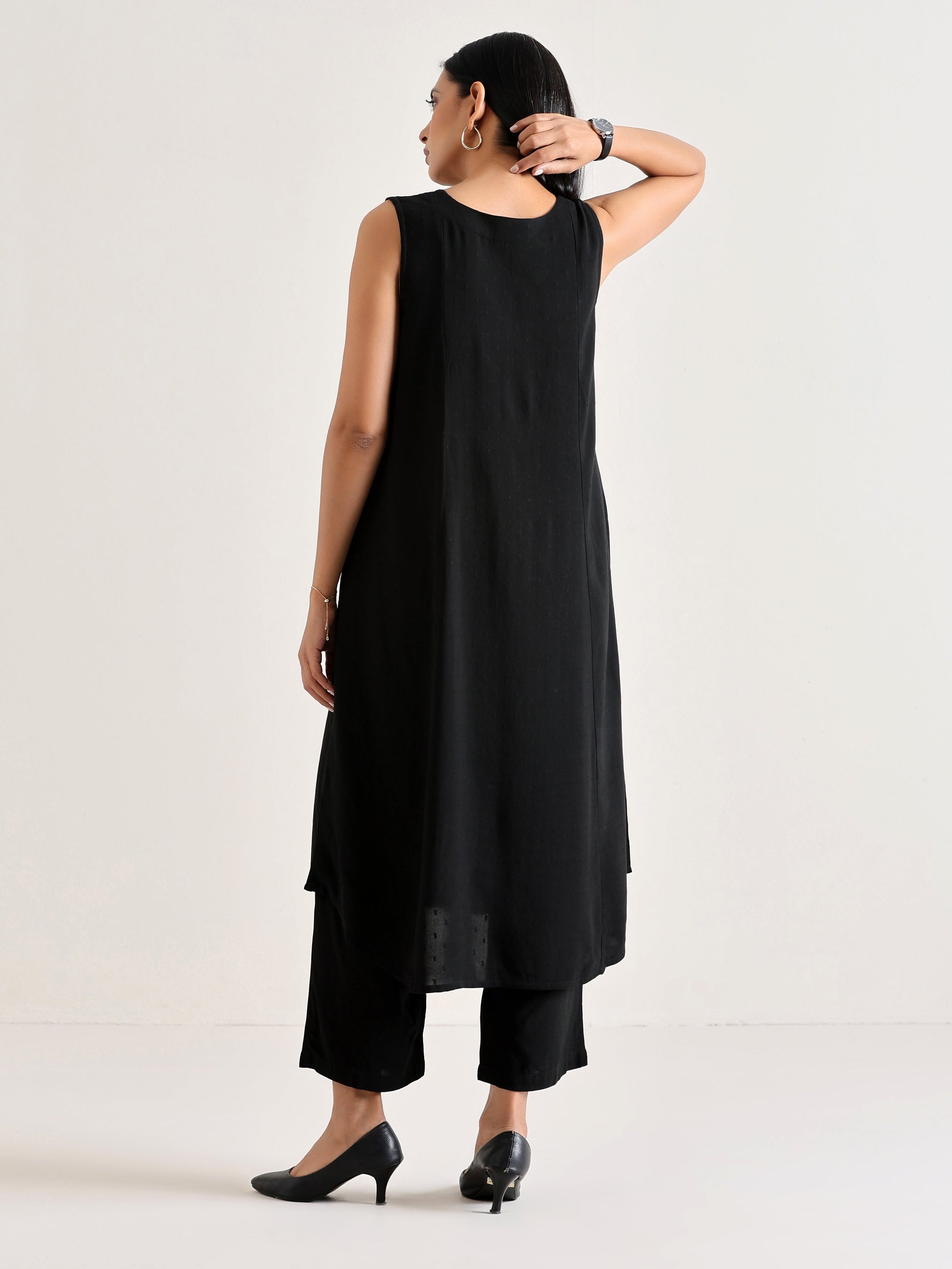trueBrowns Black Panelled Co-ord Set - Swadesiicart