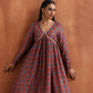 trueBrowns Rust Ajrak Print Flared Anarkali Kurta Set | Swadesiicart