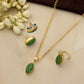 trueBrowns Gold Tone Green Stone Pendant Set - Swadesiicart