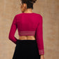 trueBrowns Rani Pink Velvet Embroidered Blouse | Swadesiicart