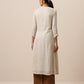 trueBrowns Linen Beige Textured Slit Kurta Pant Set | Swadesiicart