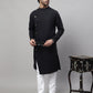 Even Apparels Black Sherwani Kurta With Asymetrical Cut | Swadesiicart