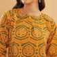 InWeave Women's Haldi Yellow Mughal Kalamkari Top - Swadesiicart