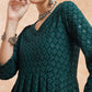 InWeave Women's Forest Green Chikankari Long Anarkali Kurta Sharara Set - Swadesiicart