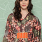 Ahalyaa Women Floral Printed Flared Sleeves Gotta Patti Crepe Kaftan Kurta | Swadesiicart